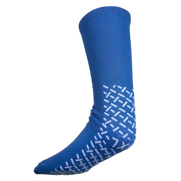 XXXL Blue Slip Stop Non-Skid Slipper Socks (12 Pairs) (Extra Wide Bariatric)