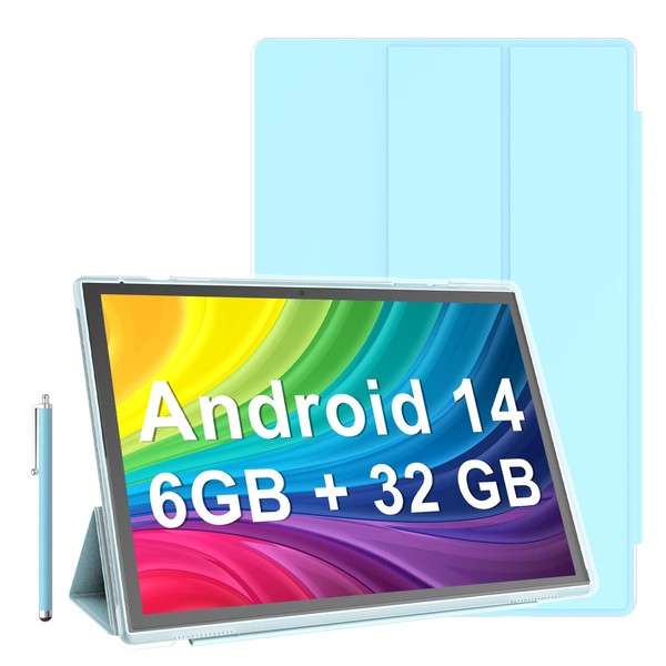 10 Inch Tablet Android 14 Tablets With Case Stylus 6GB