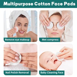 Premium Cotton Rounds for Face, 300 Count Makeup Remover Pads, 100% Pure & Natural Facial Cleansing Round Pads, Hypoallergenic, Lint-Free