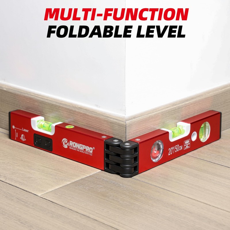 RONGPRO 20Inch Foldable Magnetic Level-with 30Ft Laser Leveling Line and