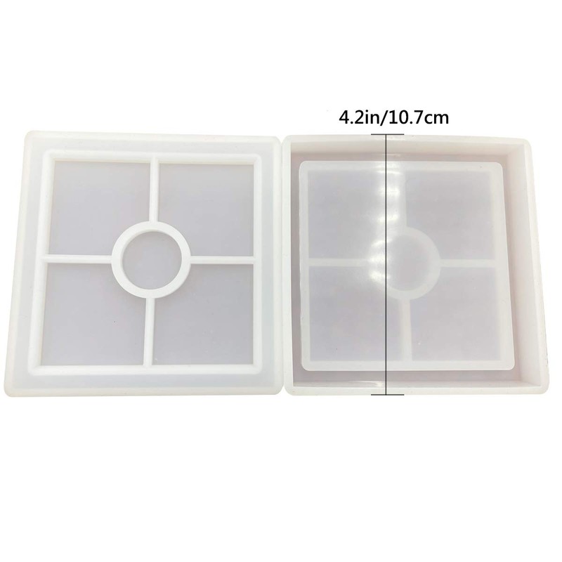4 Pcs Silicone Coaster Molds, Square Epoxy Casting Molds for