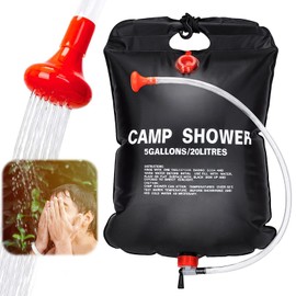 Sunshine smile Solar Shower Bag with Shower Head, Solar Shower Bag, Solar Heated Shower Bag, Shower Bag for Camping Hiking Climbing, Outdoor Bathing Bag (Black)