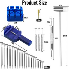 rietegio Watch Link Removal Kit Watch Repair Tool Professional to Changing Straps and Adjusting The Length of Steel Bracelets Punch Pins Watch Hammer 144PCS Spring Bars 10PCS Spare Needle