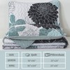 3 Pieces Floral Quilt King Size - Elegant Grayish Blue