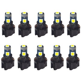 BlyilyB 10-Pack T5 37 74 LED Bulb With Twist Lock Socket PC74 PC37 Dashboard Instrument Panel Gauge Cluster Light