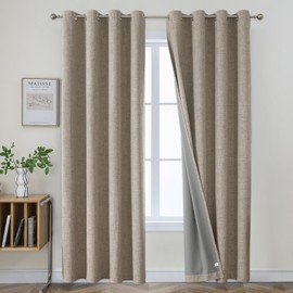 Joydeco 100% Blackout Curtains 96 Inches Long 2 Panels Set, Linen 95 Inch Blackout Curtains 2 Panels, Room Darkening Textured Curtains for Bedroom Living Room Window (42x95 inch,Linen)