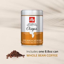 illy Arabica Selections Ethiopia Whole Bean Coffee, 100% Arabica Bean Single Origin Coffee, Light Roast with Notes of Jasmine, All-Natural, No Preservatives, 8.8 Ounce Can (Pack of 1)
