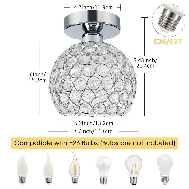 TISLYCO Small Chandelier for Hallway, Modern Semi Flush Mount Light