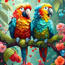 SENQAO 5D Birds Diamond Painting Kits for Adults Beginners,Colorful Parrot Diamond Art Kit,DIY Animals Flowers Full Round Drill Gem Art Kits,Home Wall Decor 12 x 16 Inch