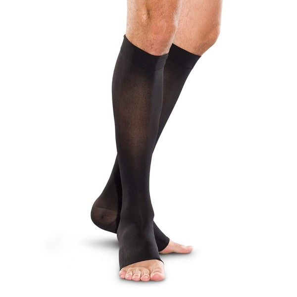 Therafurm Medical Elastic Stockings That Promote Blood Flow In The Veins, Therafurm, High Socks, No Toes, 0.8 - 1.2 inches (20 - 30 mm) Hg (27 hPa-40 hPa) Moderate Support, Knee High Stockings (Unisex) (L, Black)
