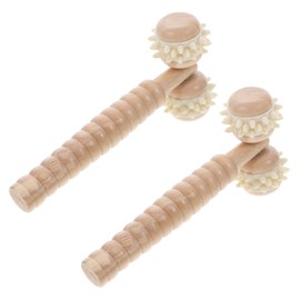 Beavorty 2pcs Wooden Manual Massager Roller for Deep Tissue Face and Neck Massage Tool Portable Handheld Back Massager for Muscle Relief