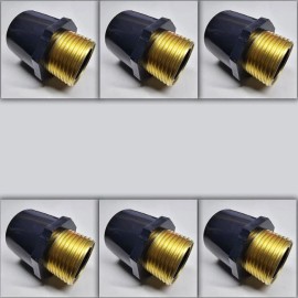 Unbranded 6-Pk 1 in. SCH-80 PVC Male Adapters w/Brass NPT Threaded-Fitti