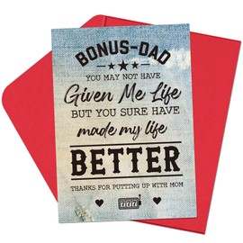 Milianquill Bonus Dad Fathers Day Card - You May Not Have Given Me Life, But You Sure Have Made My Life Better, Best Stepdad Fathers Day Card, Stepdad Father's Day Gifts, Bonus Dad Father's day gifts