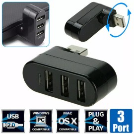 Unbranded Mini 3 Port USB 2.0 Rotating Splitter Adapter Hub For PC Laptop Notebook Mac US