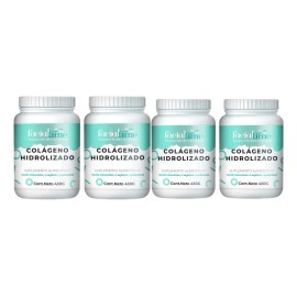 Kit 4 Colágeno Hidrolizado Puro + Ácido Hialurónico 450 Gr Sabor Natural