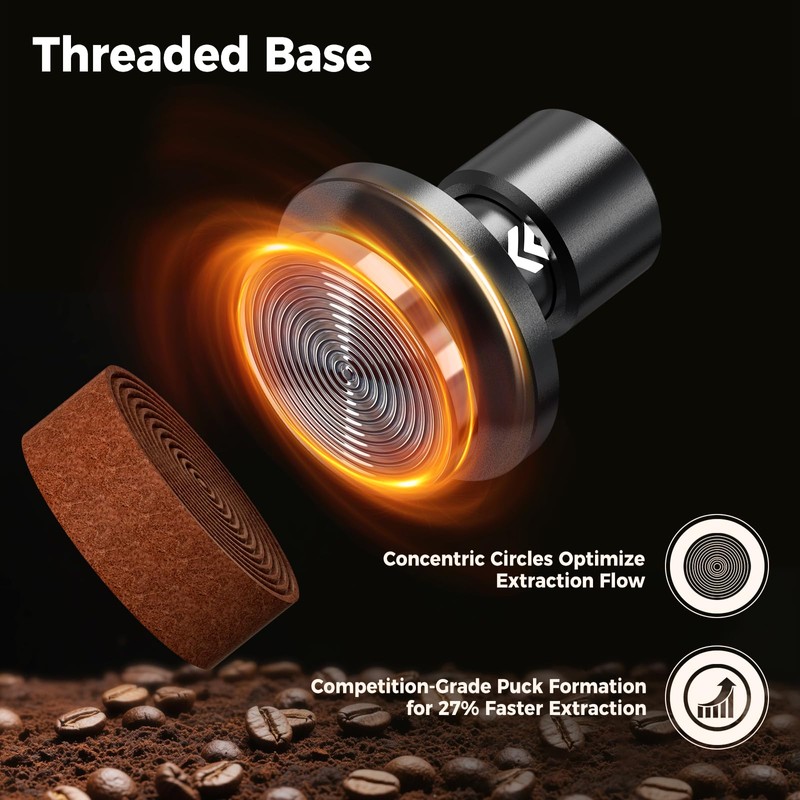 IKAPE 58.35MM V6 Impact Espresso Tamper with Sound Feedback, 15lb/30lb