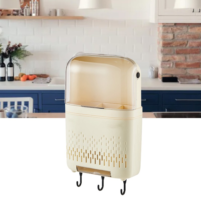 Wall Mounted Chopstick Holder with Hooks Self Adhesive Wall Mounted