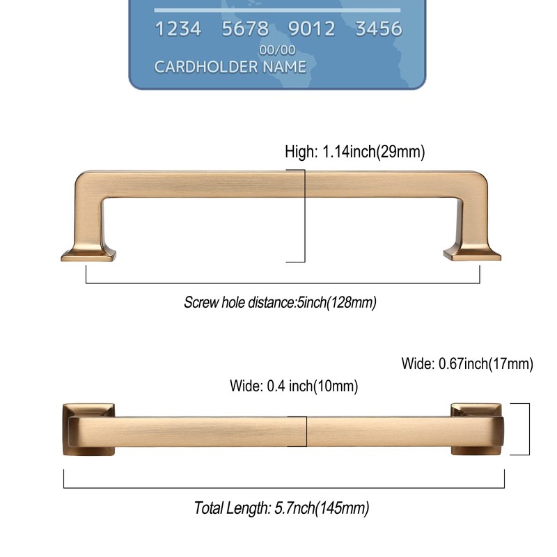 9BUILD 6 Pack 5 Inch Cabinet Handles - Champagne Bronze