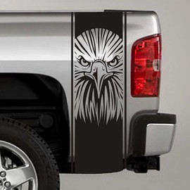 Jeepazoid SkunkMonkey - Truck Bed Stripe Decal - Tribal Eagle Head Universal Fit - Red Sticker - (Pair - Left and Right)