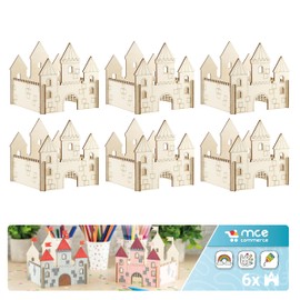 MCE-Commerce Wooden Castle or Castle Craft Set for Children's Birthday 6 Pieces