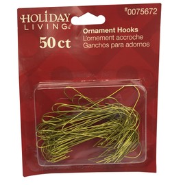 Ornament Hooks: Brass Colored Hooks, 1 Package of 50