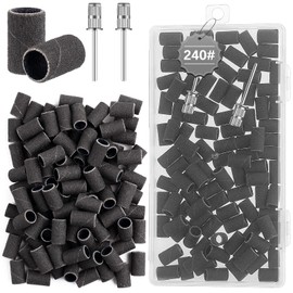 Difenni Sanding Bands for Nail Drill,Sanding Bands Nail Drill Bits 100Pcs Nail Sanding Bands Fine Grit #240 with 3/32” Nail Sanding Bit for Manicure & Pedicure