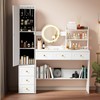 Pamapic Vanity Desk with Lights and Full-Length Mirror, Golden Handles