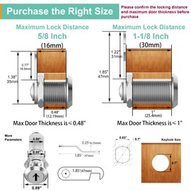 inBovoga 6 Pack Cabinet Locks with Key, 5/8" Mailbox Lock Keyed Alike, Keyed Locks for Cabinets, Secure Drawer Mailbox Toolbox RV Door, Zinc Alloy
