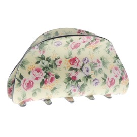 Women's Floral English Garden Print 8 cm Hair Clip Oval Cream