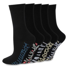 Socksmad 5 Pairs Multipack Womens/Ladies Black Cotton Socks - Womens Socks Size 4-7 Multipack - Ladies Crew Socks for Work, Events, or Casual Wear - Comfy, Fun, Trendy - Cute Gifts for Women