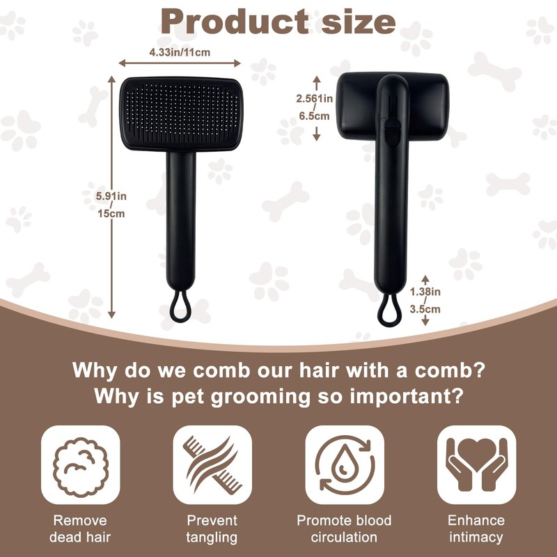 Self Cleaning Deshedding Cat Brush for Dogs & Cats,Adjustable Cat