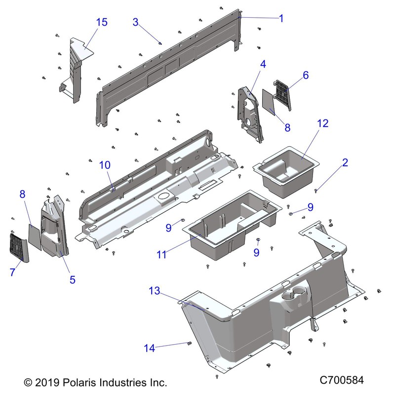 Polaris Ranger Storage Bin, Right, Black, Genuine OEM Part 5455142-070,