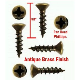 Wood-n-Stuff.com Pan Head Phillips Antique Brass Screws(24) in a pack #6 5/8" for Cabinets Hinges
