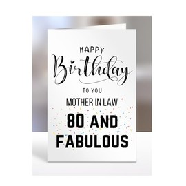 80th Birthday Card for Mother In Law, Happy Birthday, Gifts for Men or Women, Presents for Christmas, 80 and fabulous, 80 years old, Greetings Card, A5-98_138