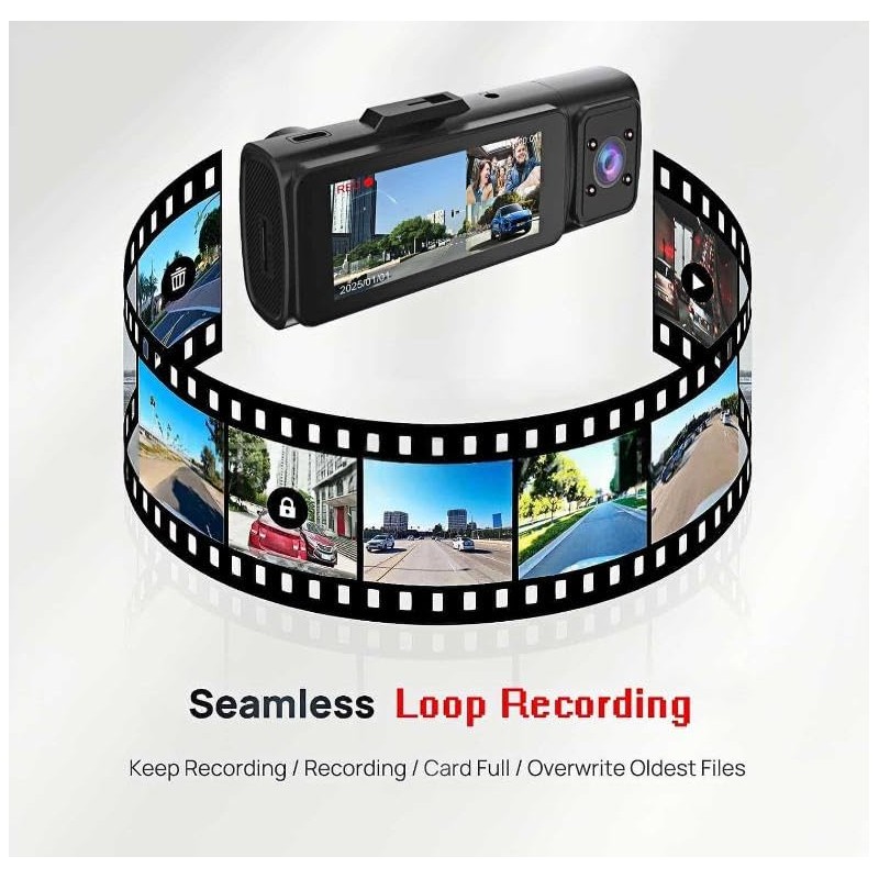 MIOLLYBO 1080P Dash Camera with WiFi for Cars, 3 Channel