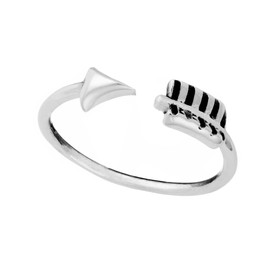 81stgeneration Women's 925 Sterling Silver Thin Band Bow Arrow Wraparound Stackable Adjustable Ring