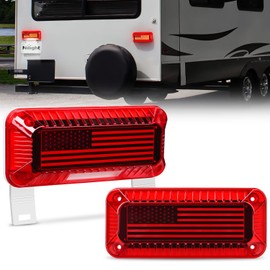 Nilight RV Tail Light 2PCS 72 LED Red Running Stop Brake Turn Signals White License Plate Lights Surface Mount Waterproof Taillights for Caravan Camper Van