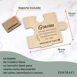 CONTRAXT Tarjeta de Agradecimiento en Madera. Regalos para dar las Gracias Amigas Especiales Regalo original cumpleaños regalos despedida amiga amigo hombre mujer thank you cards (Gracias)