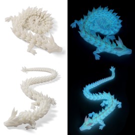 TXB3DOK 31.5" Large Glow in The Dark 3D Printed Dragon，3D Dragon Toys Bigger Fidget Crystal Animals Toys, 3D Printed Articulated Animals for Home Office Car Desk Decor