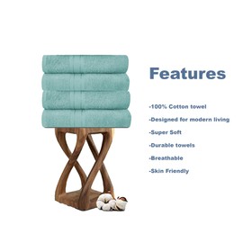 DARWEN STAR Bath Towel Set, 100% Luxury 2 x Cotton towels, 500 GSM Bath Sheet, Super Soft, Highly Absorbent and Quick Dry towel, Large Bath Towel, Bathroom Accessory Set (Duck egg, 6)