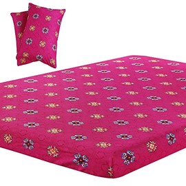 Vaulia Lightweight Microfiber Fitted Sheet, Boho-Chic Printed Pattern Design, Bright Pink Twin Size, 3-Piece Set