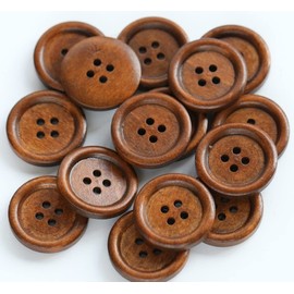 GANSSIA 100PCS 1 Inch (25mm) Brown Color Wooden Buttons DIY Crafts Button Sewing Project