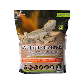Galápagos (05074) Walnut Bedding Natural Crushed Walnut Shell Substrate - Ideal for Bearded Dragons, Reptiles, Birds, & Terrariums - Absorbent & Easy-to-Clean Reptile Bedding, 8 QT, Natural