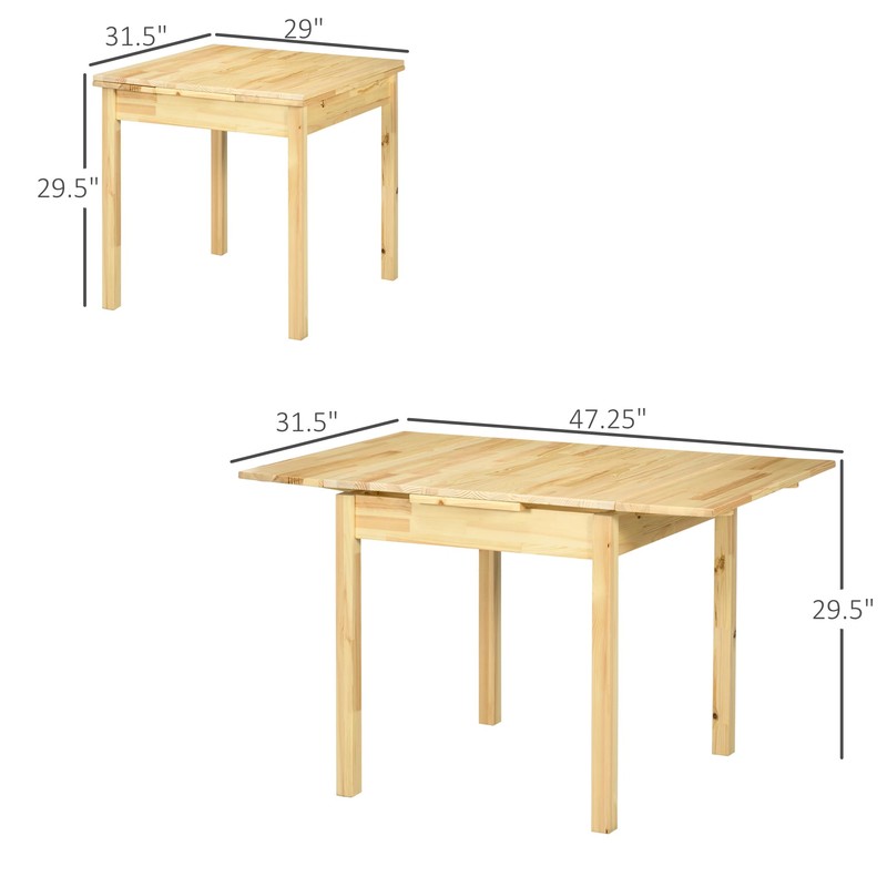 HOMCOM Folding Dining Table, Pine Wood Drop Leaf Table, Foldable
