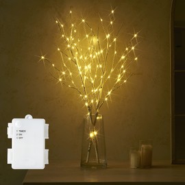 Fudios Lighted Birch Branches with Timer Battery Operated 35in 100LED,Twigs Branches with Lights for Decoration Indoor Outdoor Wedding Gift