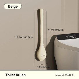 UFORU US Stock Plastic Toilet Brush Holder Wall Mounted with Stand for Bathroom Cleaning Bowl Washing Household Cleaner Storagesize: 2pcs, color: Beige