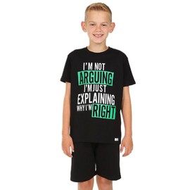 Boys I'm Not Arguing I'm Just Explaining Why I'm Right Short Cotton Pyjamas (7-8 Years) Black