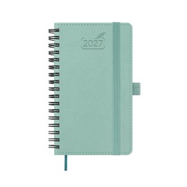 BEZEND Pocket Planner 2027 Weekly and Monthly (3.5" x 6") Spiral Purse Calendar with Note for Women & Men, (Jan-Dec) PU Vegan Leather Softcover Agenda with Pen Loop for Work/Home - Mint Green