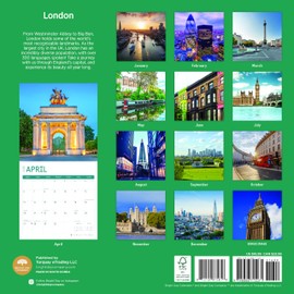 2025 London Monthly Wall Calendar by Bright Day, 12 x 12 Inch United Kingdom