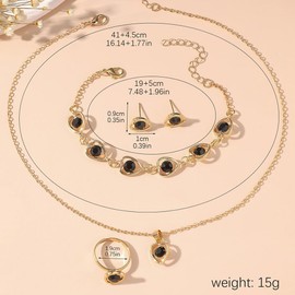 TTPSRY 4 Piece Jewellery Set Women's Necklace Bracelet Ring Earrings Heart Crystal Zirconia Bridal Jewellery Set Christmas Party Gifts for Girls, Alloy Steel, No Gemstone